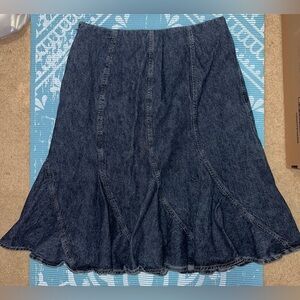 Denim Ruffled Vintage Y2K Midi Skirt